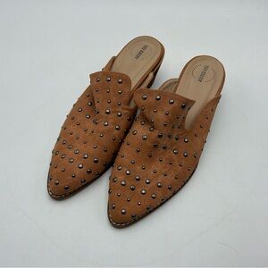 Arider Girl Women 9 Tan Brown Studded Heel Mule Western Boho Mobwife Officewear